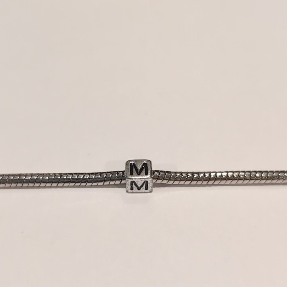 Silver M Spacer Charm for Pandora Style Bracelet